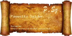 Pavesitz Szidor névjegykártya
